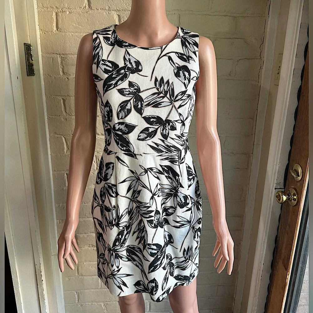 J.Crew size 6 petite 6P blue and white floral pattern dress